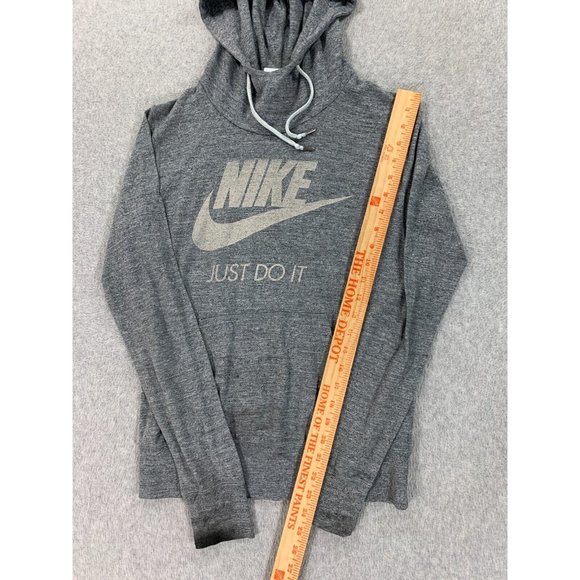 Nike Just Do It Cotton Blend Light Weight Hoodie Pullover (Women's Medium) Gray - Picture 6 of 14